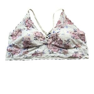 Torrid‎ Floral Lace Bralette - Pink and White No Underwire Sz 5